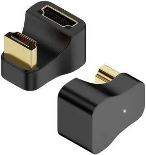 Vszerda 8K HDMI U-Shape Angle Display Adapter HDMI 2.1 Male to Female 180 Degree Ultra HD Connector Socket, Support 3D 8K@60Hz UHD2.1, for Laptop PC Monitor Projector HDTV, 2Pcs (Positive)