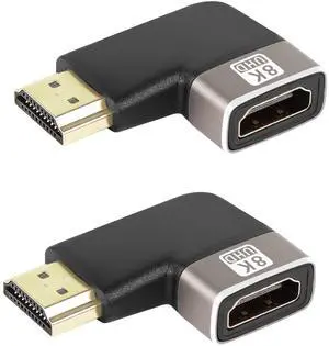 Vszerda 8K 90 Degree Angle HDMI Male to Female Adapter Coupler HDMI 2.1 Right Angle L-Shape Extender,Support 8K@60Hz/4K@120Hz HDR, for TV Projector Laptop PC,2 Pcs,(Bend Left)
