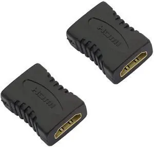 Vszerda HDMI Female to Female Adapter 2 Pack HDMI Straight-Through Head Connector Coupler Extender Converter Support 1080P for TV Projector Laptop PC etc HDMI 1.4 Black