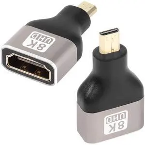 Vszerda 8K Micro HDMI to HDMI Adapter Extender Coupler, Micro HDMI Male to HDMI A Type Female Converter HDMI 2.1,Support 8K@60Hz/4K@120Hz HDR ARC,for Tablet Digital Camera Camcorder. 2 Pcs