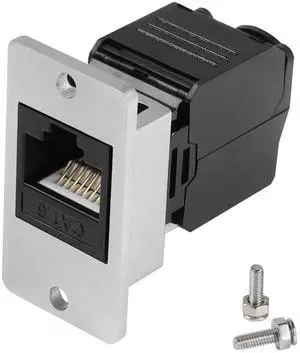 Vszerda CAT6 RJ45 Rectangular Panel Crimp Adapter No Tool RJ45 8P8C Female Panel Mount Ethernet Connector RJ45 Crimping Mount Socket T568A/B, for Equipment Panel Desktop Wall