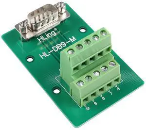 Vszerda RS232 DB9 Male Breakout Board DB9 Male to Wiring Terminal Solderless Connector RS232 Serial Test Block Adaptor, for DB9 Serial Communication Prototyping or Troubleshooting