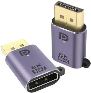 Vszerda DP to DP Adapter 8K@60Hz DP1.4 Male to DP1.4 Female DisplayPort Connector Extend DP DisplayPort, with Hole and LED Light, for HDTV Laptop Monitor Home Theatre, 2Pcs (DP-DP)