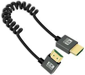 Vszerda 8K Right Angle HDMI Coiled Cable 2.2FT, 90 Degree Short HDMI to HDMI Cable, Spring Spiral HDMI 2.1 Cable 8K@60Hz,48Gbps,for Camera/TV/Capture Cards/Tablet Vszerda 8K Right Angle HDMI Coiled Cable 2.2FT, 90 Degree Short HDMI to HDMI Cable, Spring Spiral HDMI 2.1 Cable 8K@60Hz,48Gbps,for Camera/TV/Capture Cards/Tablet