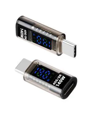 Vszerda 140W USB C Male to USB C Female Adapter,TYPE C Converter,40 GBps Data Transmission,with LED DisplaySuitable for Laptops, Desktop Computers, Mobile Phones, Tablets, And Other Devices(2Pcak)