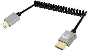 Vszerda 4K Mini HDMI to HMDI Cable 2.2FT, Coiled HDMI to Mini HDMI Cable, Short HDMI Cable 2.0 4K@120Hz 18Gbps for Camera/Camcorder/HDTV/Tablet