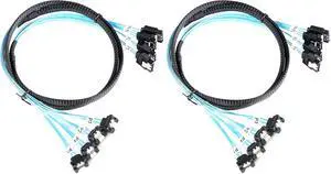 Vszerda SATA-III Cable:1M 4Pcs/Set Thin Right-Angle SATA Cable 90-Degree, Bundled Angled to Straight SAS 6Gbps Data Replacement for Server-Raid SDD HDD CD DVD Drives (3.3FT) (Pack of 2)