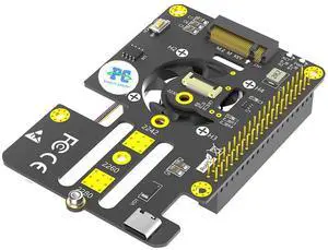 Vszerda M.2 NVMe to PCIe 3 in 1 Combo Adapter Card with Cooler Fan and Automatic Discoloration LED for Raspberry Pi 5 (Support 2230,2242,2280 SSD)