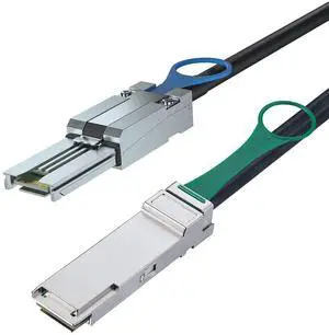 Vszerda QSFP(SFF-8436) to MiniSAS SFF-8088 DDR Hybrid SAS Cable for Netapp, Passive, Up to 10 Gbps, 100-Ohm, 2-m(6.5ft)