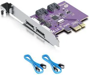 Vszerda 2 Port eSATA3.0 or 2 Port SATA3.0 Non-Raid Controller Card, X1, with 2 SATA Cable, Support SSD and HDD