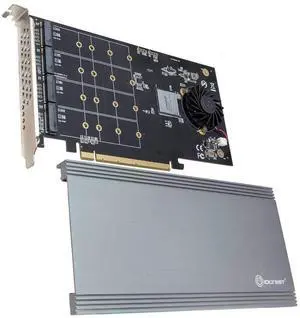 Vszerda Quad M.2 NVMe Ports to PCIe 3.0 x16 Interface x8 Bandwidth Bifurcation Riser Controller - Support Non-Bifurcation Motherboard (SI-PEX40157)