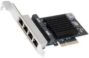 Vszerda Quad 2.5 Gigabit Ethernet PCI Express PCI-E Network Interface Card 10/100/1000/25000 Mbps RJ45 LAN Realtek RTL8125 Chipset, Black (SI-PEX24077)