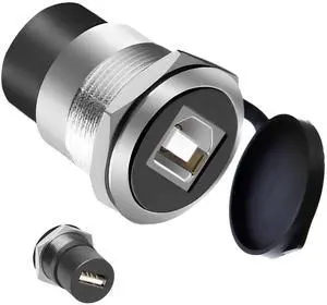 Vszerda USB B to A Panel Mount Adapter - Solderless USB 2.0 Female Connector, Threaded Fixed USB Type B to A Conversion for Printers & Scanners (Silver)