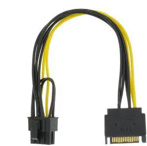 Vszerda SATA 15 Pin to 8 Pin (6+2 Pin) Male Video Card Power Supply Cable 8.6inch 22cm (1 Pack)