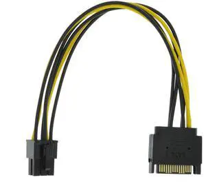 Vszerda SATA 15 Pin to 6 Pin Video Card GPU Power Supply Cable 8.6inch 22cm (1 Pack)