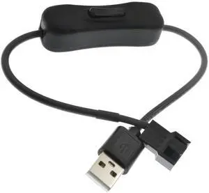 Vszerda USB to 4 Pin / 3 Pin Fan Power Cable with Switch 30cm 11.8inch