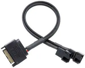 Vszerda SATA to 3 Pin / 4 Pin Fan Adapter, 15 Pin SATA to 12V PC Case Fan Splitter Extension Power Cable Adapter 10.6 27cm (1 to 2)