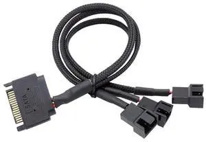 Vszerda SATA to 3 Pin / 4 Pin Fan Adapter, 15 Pin SATA to 12V PC Case Fan Splitter Extension Power Cable Adapter 10.6 27cm (1 to 3)