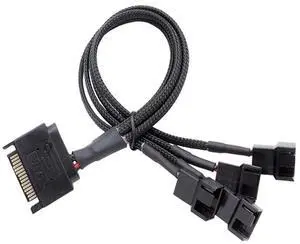 Vszerda SATA to 3 Pin / 4 Pin Fan Adapter, 15 Pin SATA to 12V PC Case Fan Splitter Extension Power Cable Adapter 10.6 27cm (1 to 4)