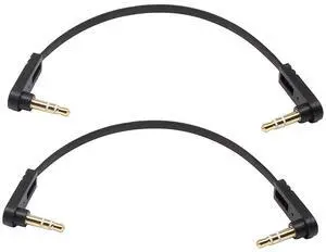 Vszerda 3.5mm Audio Cable, Right Angle Gold Plated 3.5mm Auxiliary Audio Stereo Male to Male Cable(0.5 Feet)