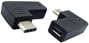 Vszerda USB-C to Micro USB Adapter,Right & Left Angle USB Type C Male to Micro USB Female Data Sync and Charging Converter Adapter for Phones, Computers, Tablets(90 Degree Type C) 2 Packs