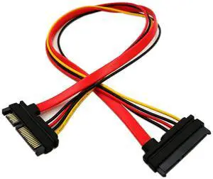 Vszerda 22-pin (7+15) Sata Male to Female Data and Power Combo Extension Cable - Slimline Sata Extension Cable M/f - 20inch (50cm)