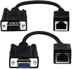 Vszerda RJ45 to RS232 Cable, DB9 9-Pin Serial Port Female&Male to RJ45 Female Cat5/6 Ethernet LAN Console15CM/6Inch 2Pack