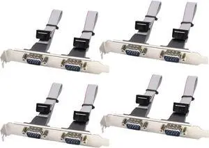 Vszerda 2 Port DB9 RS232Serial Port Bracket to 10 pin HeaderRibbon Cable Connector Adapter, DB9 Serial Male to 10P Motherboard Header Panel Mount Cable Serial Port Bracket (12in 4Pcs) (2 Port)