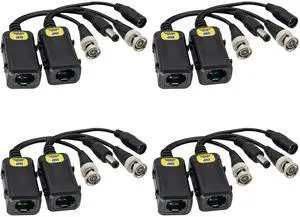 Vszerda Passive HD Video Balun BNC to RJ45 Network Transceiver Cat5/Cat6 Adapter Cable with DC Power 720P - 8MP Cat6 to BNC Male Connecto for CCTV Security Surveillance Camera System(16.5cm/4Pairs)