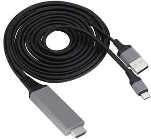 Vszerda 2 in 1 MHL USB Type C 3.1 Male & USB 2.0 A Male to HDMI Male 4K@30Hz HDTV Mirroring Video Audio Output Charging Cable Compatible with Android, MacBook, iPad, Thunderbolt 3(2m/Black-USB C)