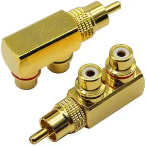 Vszerda RCA Splitter Adapter,90 Degree Right Angle RCA Male to 2 RCA Female Plug Audio Video Splitter Adapters Gold-Plated Metal Connector M/F(2 Pack) Vszerda RCA Splitter Adapter,90 Degree Right Angle RCA Male to 2 RCA Female Plug Audio Video Splitter Adapters Gold-Plated Metal Connector M/F(2 Pack)