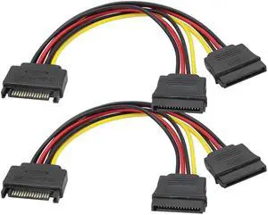 Vszerda 15Pin SATA Power Supply 1 to 2 Y Splitter Cable,SATA 15Pin 1 Male to 2 Female Interface Extension Cable,15Pin Desktop Hard Drive Optical Drive Power Cord Serial Port Line Adapter.(2Pack) Vszerda 15Pin SATA Power Supply 1 to 2 Y Splitter Cable,SATA 15Pin 1 Male to 2 Female Interface Extension Cable,15Pin Desktop Hard Drive Optical Drive Power Cord Serial Port Line Adapter.(2Pack)