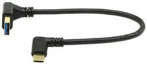 Vszerda USB-C to USB 3.0 Adapter, 10In Right Angle Type C Cable, 90 Degree USB 3.1 Type C (USB-C) Male to USB 3.0 Type A Male Connector Sync & Charging Cable.(Black