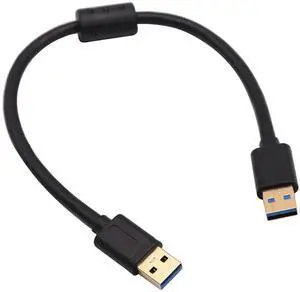Vszerda 3.0 A USB Extender Cable, USB 3.0 Type A Male to Male Magnetic Ring Data Transfer Extension Cable for USB Flash Drive, Card Reader, Hard Drive, Keyboard, Printer, Camera and More(0.3M/M)