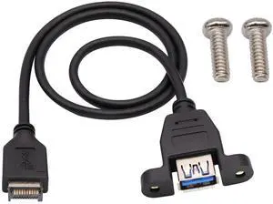 Vszerda 1.6ft/50cm USB 3.1 to Type-A Female Extension Cable (USB 3.1 Front Panel Header to USB 3.0 Type-A Female)