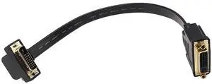 Vszerda DVI Extension Cable, 1FT Flat Slim DVI-D Dual Link 24+1 Digital Video 90 Degree Angle Male to DVI Female Extension Cable