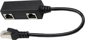 Vszerda RJ45 Network Splitter Adapter Cable, 1 RJ45 Male to 2 RJ45 Female Network Y Splitter Cable, LAN Connector, Suitable for Super Category 5 Ethernet, Category 6 Ethernet.(Black) (Black)
