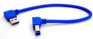 Vszerda 30cm Blue USB 3.0 A Male 90 Degree to B Male Degree to B Male Cable