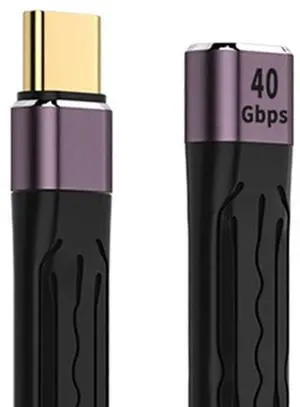 Vszerda USB4.0 Version USB4 Extension Cable 13cm Slim Flat Male to Female 40Gbps with 100W Charging and 8K@60Hz Compatible with Thunderbolt3/4