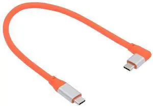 Vszerda USB3.2 20Gbps Male to Male 90 Degree Left Right Angled Charging Cable Ultra Soft High Flex 100W 8K 5K 4K USB4.0 Hyper Super Flexible Cord 50cm