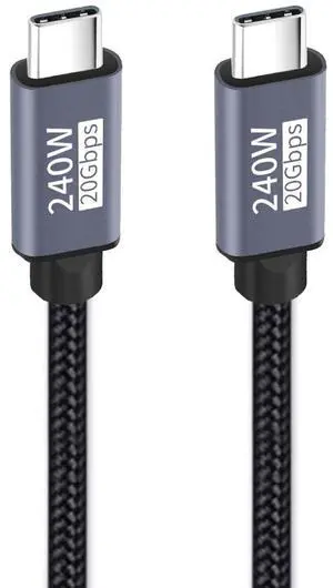 Vszerda USB-C Cable Male to Male USB3.2 20Gbps 240W 8K 5K 4K USB4.0 Sleeve Braid Hyper Super Coiled Type-C Fast Charging Cord 1m