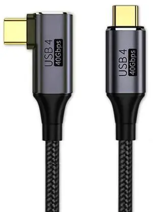 Vszerda Right Angled 90 Degree USB4.0 to Straight USB4.0 Cable 40Gbps with 100W Charging and 5K@60Hz K@60Hz Compatible with Thunderbolt3/4 (1M)
