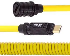 Vszerda Stretch Coiled Silicone 140W 20Gbps 8K USB-C USB4 Cable Type-C Male to Female Extension Cable Power & Data for Gaming Keyboard Mouse 1.8m/6ft