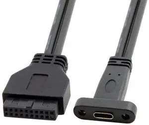 Vszerda Type-C Female Cable Single Port USB 3.1 Type C USB-C Female to USB 3.0 Motherboard 19pin Header Cable  40CM
