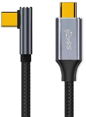 Vszerda 90 Degree USB3.1 USB-C Type-C Male to Male Cable Low Profile Angled 4K@60Hz Gen 2 100W 10Gbps Data Extension Cord for Laptop Phone, 1m/3.3ft Vszerda 90 Degree USB3.1 USB-C Type-C Male to Male Cable Low Profile Angled 4K@60Hz Gen 2 100W 10Gbps Data Extension Cord for Laptop Phone, 1m/3.3ft