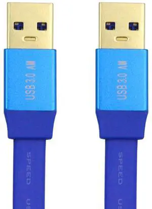 Vszerda Ultra Flat High Speed Slim USB 3.0 Type-A Male to USB3.0 A Male Cable Extension Cord Blue 5Gbps for Disk SSD Camera Data 60cm