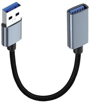 Vszerda USB to USB Cable 0.98ft, USB 3.0 Type-A Male to Type A Female 5Gbps Data Cord Silver Compatible for Disk SSD Camera