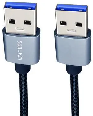 Vszerda USB to USB Cable 0.98ft, USB 3.0 Type-A Male to Type A Male 5Gbps Data Cord Silver Compatible for Disk SSD Camera