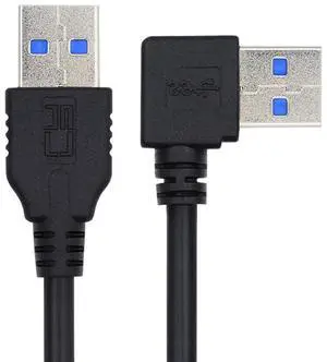 Vszerda USB 3.0 Angled Type-A Male to Straight 3.0 Type-A Male 5Gbps Data Cable Left Angled 90 Degree 40cm