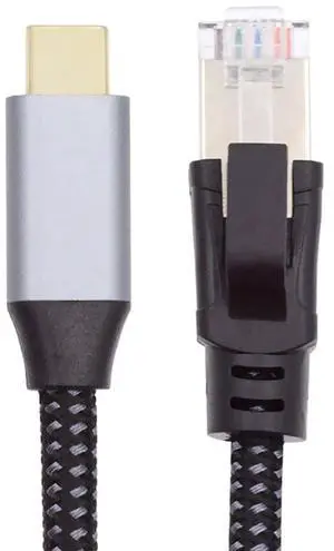 Vszerda USB-C to Ethernet Networking Cable USB Type-C RJ45 Male Cord High Speed 1000Mbps Gigabit Directly Connected LAN Network Compatible with Thunderbolt3 for Laptop, Tablets 3.94ft
